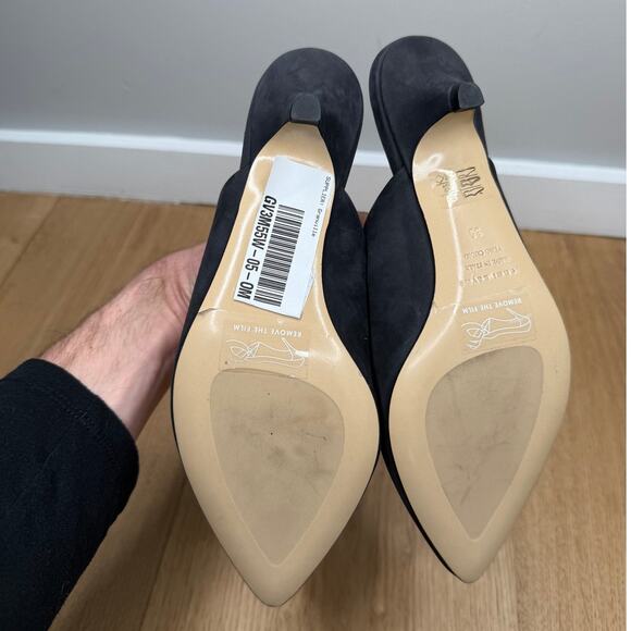 NEW Jenni Kayne Black Oiled Leather Kitten Heel Mule Pointed Toe Size 36 (US 6) - Picture 8 of 13